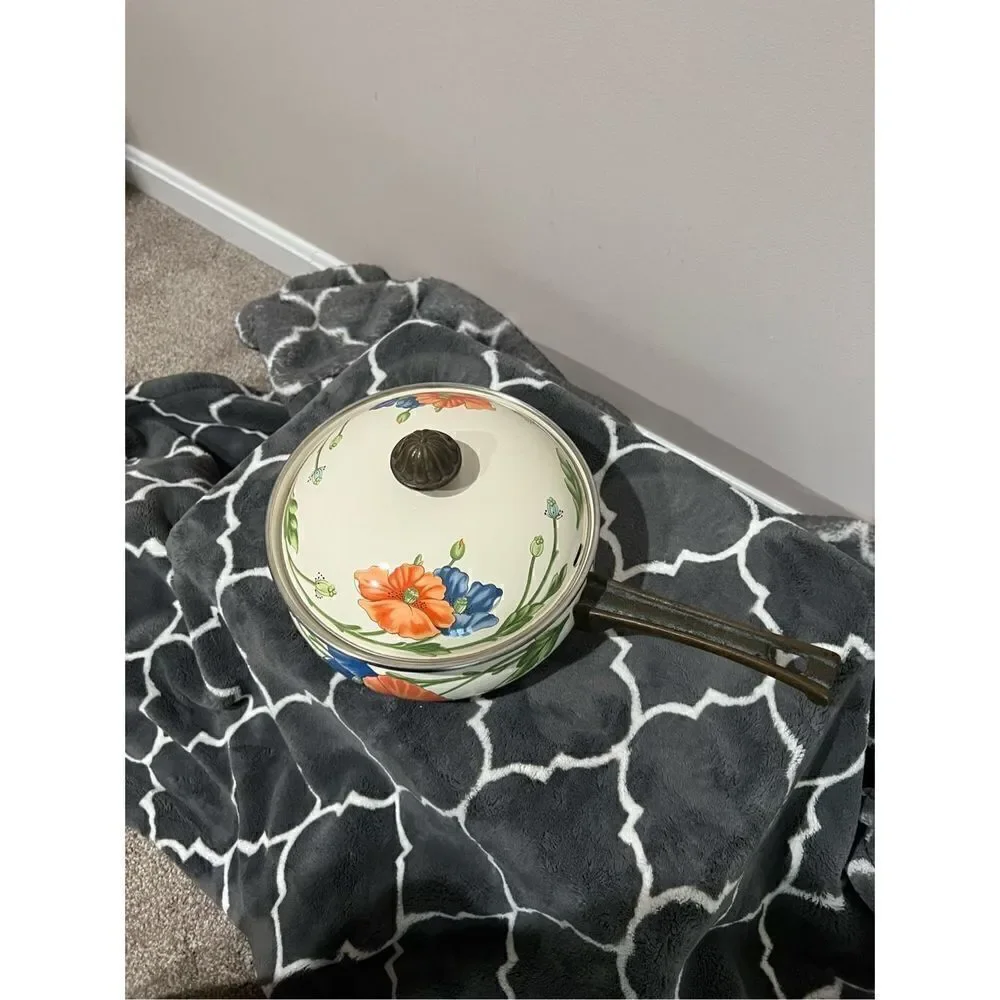 Villeroy & Boch Amapola Enamel Over Metal 2 PC Sauce Pan Pot diameter 7
